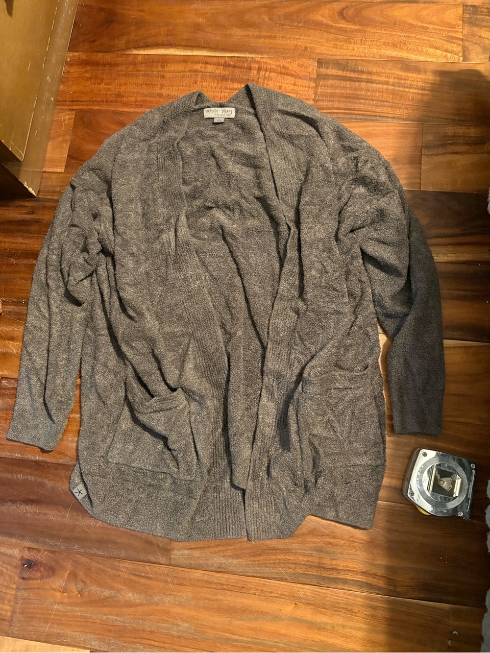 Barefoot Dreams CozyChic Lite Gray Open Front Cardigan Small